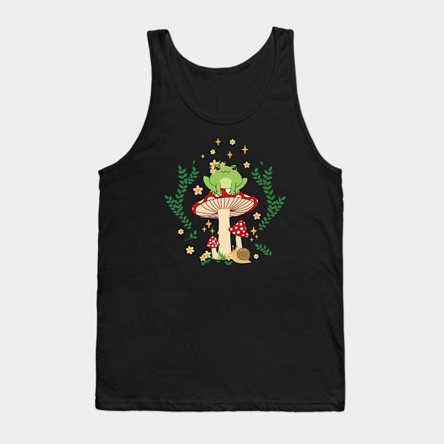 Kawaii Cottagecore Aesthetics Lady frog Tank Top by Treasured Trends